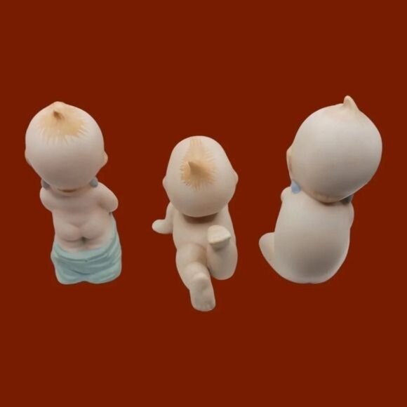 Lefton kewpie vtg set of 3 porcelain babies - Picture 5 of 8